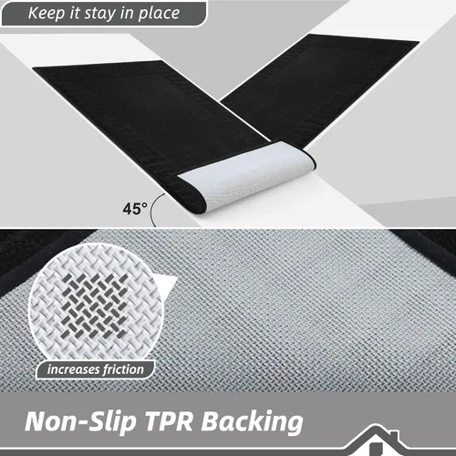 Miniatura 4 de BEQHAUSE Alfombra Antideslizante para Puerta Principal Alfombra Lavable de Bajo Perfil para Entrada Alfombras para Puerta Principal Trampa para Negro