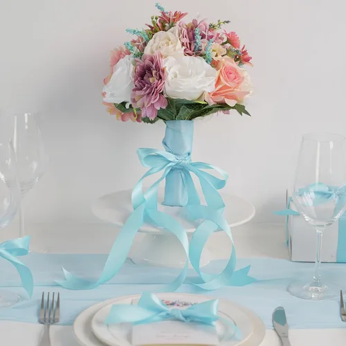 Miniatura 6 de HUIHUANG Cinta azul bebé de 1 pulgada x 20 yardas, cinta de satén gruesa brillante de lujo de doble cara para baby shower, manualidades y lazos