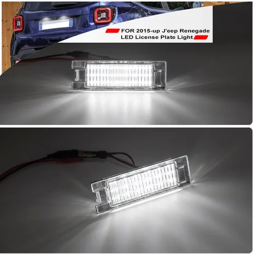 Miniatura 2 de Reemplazo de luz de matrícula LED para 2015 en adelante J'eep Renegade 6000 K xenón blanco llevó placa de matrícula luz trasera kit de lámpara