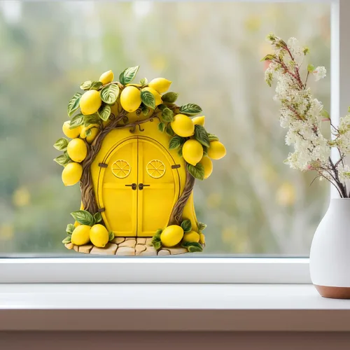 Miniatura 3 de Decoración de cocina de casa de árbol de limón - Adhesivo de pared para puerta
