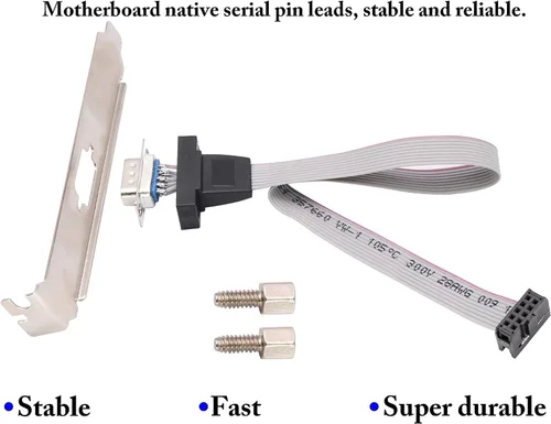 Miniatura 3 de 1 puerto DB9 RS232 Serial Port Bracket a 10 pin HeaderRibbon adaptador de conector de cable, DB9 Serial macho a 10P Placa base de montaje en panel