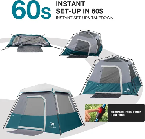 Miniatura 6 de CAMEL CROWN 4/6 Person Instant Cabin Tent, Pop Up Windproof Tents for Camping, 60-Second Setup Family Tent with Carry Bag for Outdoor Hiking Azul