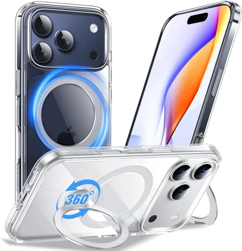 Miniatura 9 de Anqrp Funda transparente con función atril magnética con junta tórica para iPhone 12/12 Pro, compatible con Mag-Safe, de grado militar, reforzada