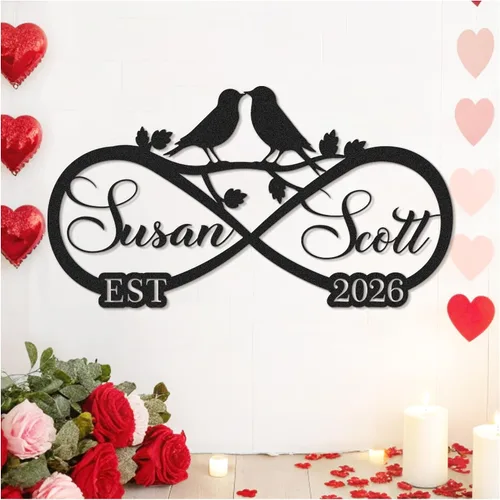Miniatura 11 de Letrero de metal personalizado para jardín, letrero de pared para decoración al aire libre con nombre personalizado, arte de pared con apellido