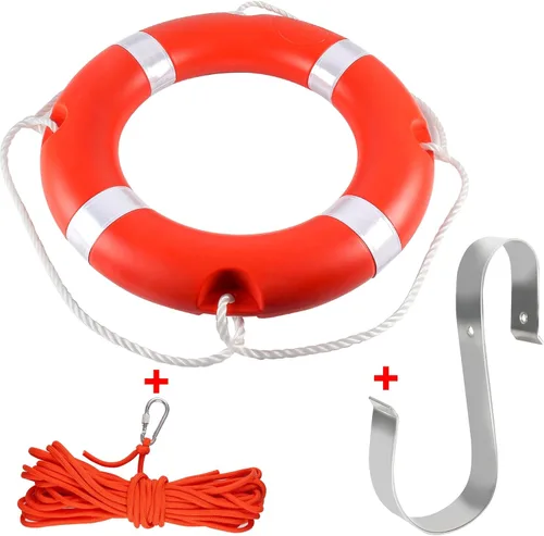 Life Ring for Boating Safety - 23" and 28" Boat Safety Throw Rings with Reflective Strip and Grab Lines