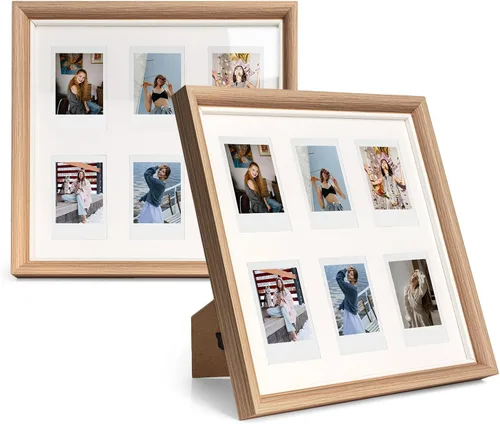 MUZIRI KINOKOO Instax Mini - Marco de fotos cuadrado (10.8 x 10.8 in) de madera maciza para fotos de 3 pulgadas (2 x 3) para fotos de cámara Fuji