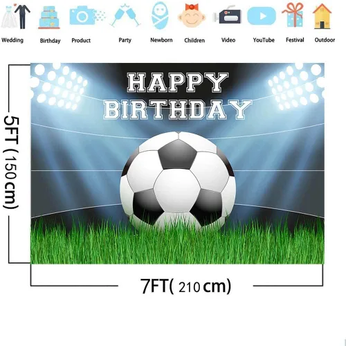 Miniatura 4 de AIBIIN Telón de fondo de fiesta de cumpleaños de fútbol, fondo de fotos de campo de fútbol, decoración de fiesta de fútbol para hombres, campo