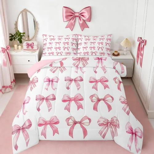 Miniatura 12 de Castle Fairy Rose Lipstick Bedding Set Elegant Quilted Comforter Set Twin Size,Women Cosmetic Duvet Insert with 1 Pillow Sham for Kids Boys Girls