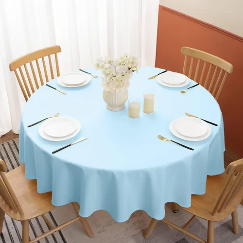 Miniatura 2 de Softalker Mantel Redondo, Impermeable y Resistente a las Manchas, Mantel de Tela Sin Arrugas, Lavable, Poliéster de 210GSM, Cubierta de Mesa