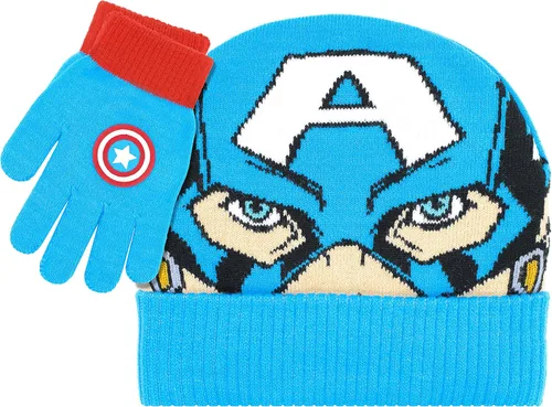 Marvel Avengers - Juego de sombreros de invierno y guantes de nieve para niños y niños pequeños con lindos guantes y gorro suave pompones esponjosos