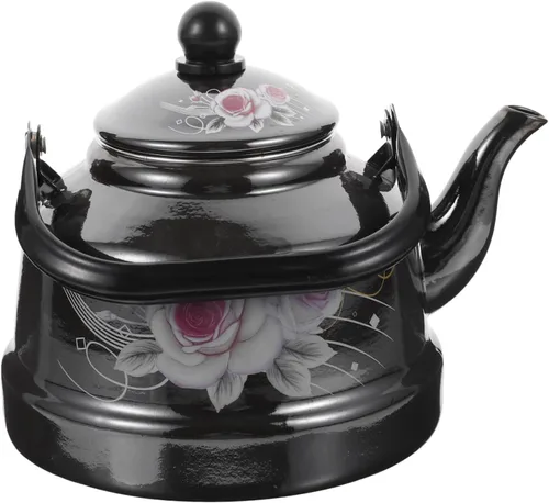 Hervidor de té esmaltado vintage estilo retro contenedor de almacenamiento de aceite té porcelana mango fresco decoración de cocina para el hogar