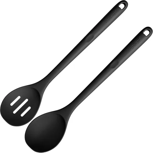 Miniatura 25 de Cuchara ranurada resistente al calor de 600ºF: U-Taste - Cuchara de cocina sólida de cocina de 13.3 pulgadas, utensilio de goma antiadherente de (4)