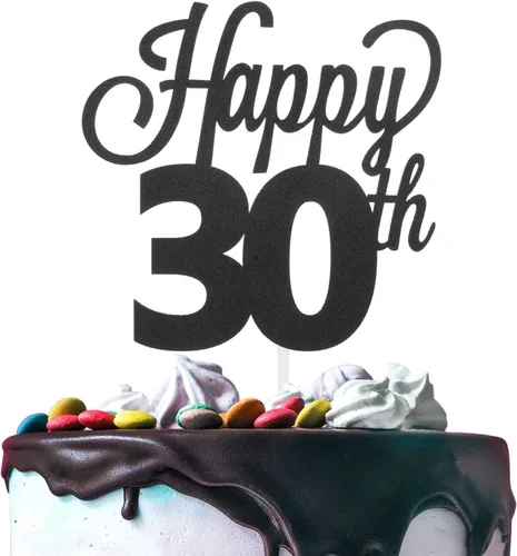 Miniatura 19 de LINGTEER - Decoración para pastel con texto "Happy Birthday 100", color negro