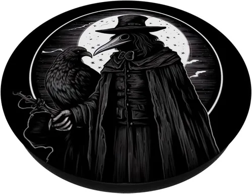 Miniatura 2 de Black Crow Death Plague Doctor Occult Aesthetic Raven Goth PopSockets PopGrip estándar