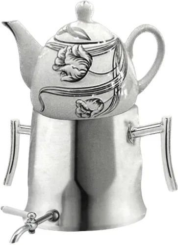 Transición moderna de gran capacidad alta clásico samovar iraní ruso persa turco tetera de agua pesado grueso acero inoxidable cerámica porcelana