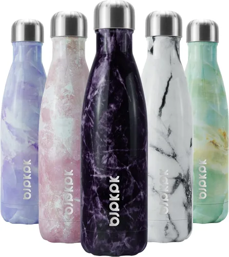 Miniatura 76 de BJPKPK Botella de Agua Aislada 17oz Botellas de Agua de Acero Inoxidable Apta para Lavavajillas Metal Térmica Mantiene Frío y Caliente, Gris Niebla