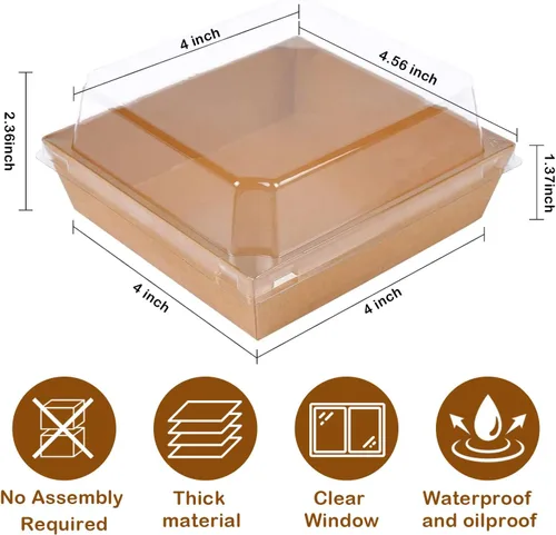 Miniatura 3 de Paquete de 50 cajas de charcutería con tapas transparentes, cajas pequeñas de charcutería de 4 pulgadas para presentar y transportar un surtido
