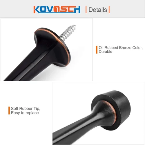 Miniatura 4 de Paquete de 2 topes rígidos sólidos para puerta, protectores de pared resistentes con puntas de goma suave, bronce aceitado Bronce frotado con aceite