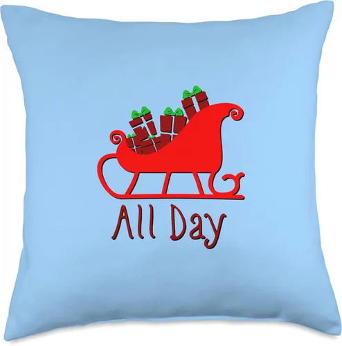 Sleigh All Day Funny Witty Christmas X-mas Pun Throw Pillow