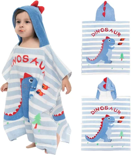 Miniatura 6 de Toalla de playa con capucha para niños, toalla de baño para niños, toalla de baño de algodón con patrón de animales, toalla de ducha para niños