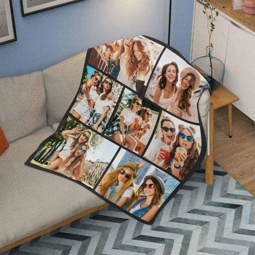Miniatura 3 de Manta personalizada para mejores amigos con fotos, manta de cama personalizada con collage de fotos para pareja, manta para marido y esposa, regalo