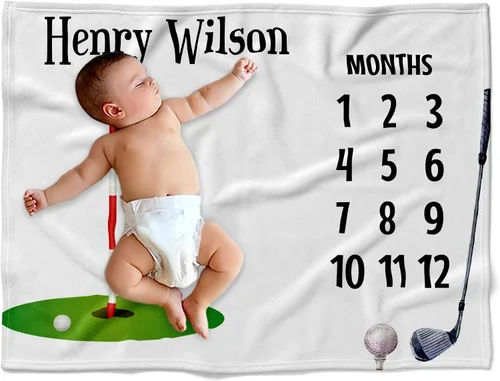 Miniatura 15 de Manta de golf personalizada para bebé, manta deportiva para bebé niño con nombre, manta de bebé con monograma Carrito de golf
