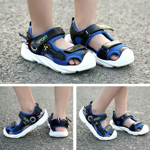 Miniatura 5 de Closed Toe Sandals for Boys and Girls for Active Play and Activities Adjustable Hook and Loop Straps, Breathable Mesh Upper, Comfortable and Thick