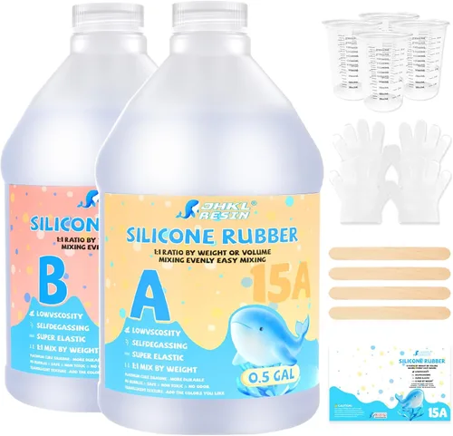 JHKL RESIN Kit de fabricación de moldes de silicona, goma de silicona líquida de platino de 1 galón para fabricante de moldes, moldes de silicona