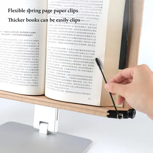 Miniatura 6 de GIZNXBA Soporte de libro para lectura de altura ajustable con clip de papel, soporte plegable manos libres, soporte de libro de texto para lectura