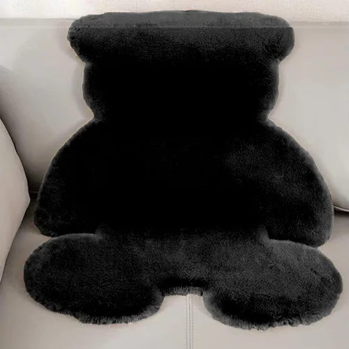 Miniatura 8 de Alfombra en forma de oso, de 17.7 x 23.6 in, suave y lanuda para dormitorio de los niños, bonita alfombra de piel sintética suave y esponjosa