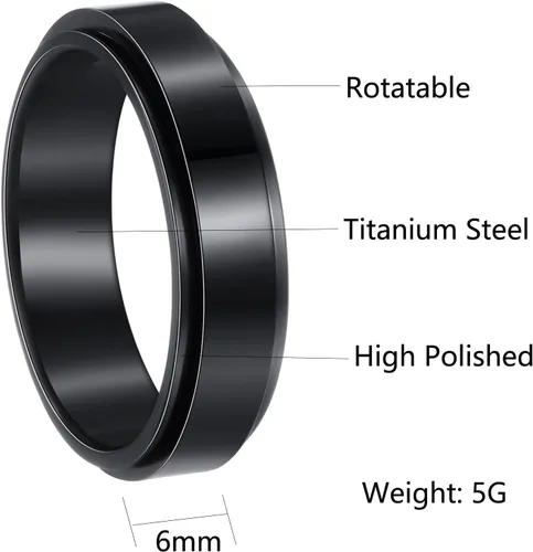 Miniatura 67 de Anillos giratorios para la ansiedad para hombre, anillos clásicos de cadena para mujeres y adultos, anillo de acero de titanio