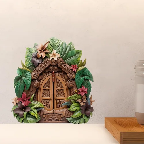 Miniatura 4 de Casa de jardín de la selva polinesia - Adhesivo de pared para puerta