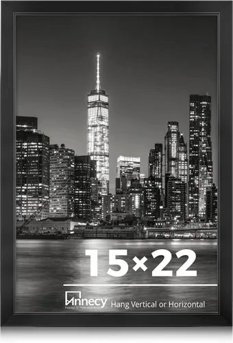 Marco de Fotos Annecy 15x22 Negro (1 unidad), Marco de Fotos de 15 x 22 para Decoración de Pared, Estilo Minimalista Clásico Negro Adecuado para la