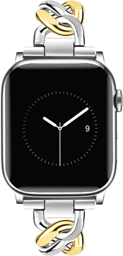 Miniatura 13 de JR.DM Correas de oro para reloj para mujer compatibles con Apple Watch de 46 mm, 42 mm (S3/2/1) 44 mm, 45 mm, 49 mm, pulsera ajustable de cadena Oro