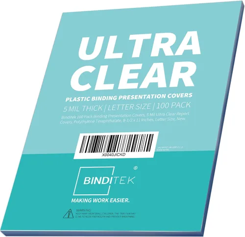 Miniatura 33 de Binditek paquete de 50 portadas de encuadernación transparentes de PVC de 8 mil, 11 x 17 pulgadas, tamaño tabloide, esquinas cuadradas, sin