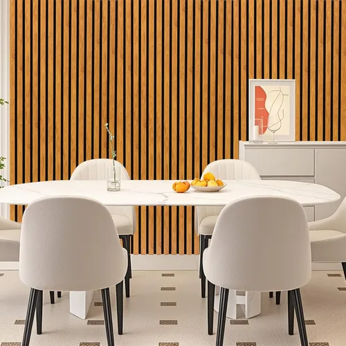 Miniatura 9 de Paneles de pared acústicos 3D con listones y acabado en madera, paquete de 2 paneles de absorción de sonido para estudio, oficina, sala de estar