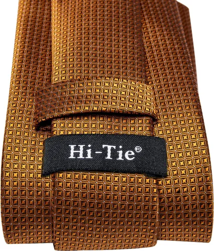 Miniatura 250 de Hi-Tie Corbata clásica de cachemira para hombre con pañuelo y gemelos a cuadros