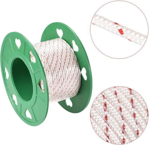 Miniatura 3 de uxcell Cuerda de arranque de retroceso 0.118 in 1/8 pulgadas de diámetro 98.4 ft 98 pies de poliéster blanco rojo para cortacésped recortadora pieza