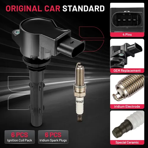 Miniatura 2 de BDFHYK Paquete de bobinas de encendido UF535 y bujías de iridio 95983 compatibles con Mercedes-Benz C230 C280 CLK350 E350 ML350 SLK280 Dodge