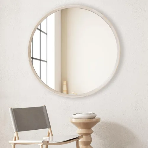 Miniatura 10 de MAGFLERUM Juego de 2 espejos redondos de madera de 17" - Espejo de pared bohemio de círculo pequeño para guardería, decoración para dormitorio, sala