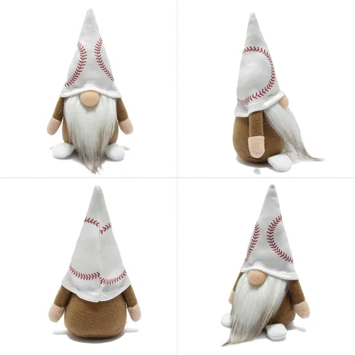 Miniatura 6 de Pequeños gnomos de béisbol, adornos de peluche, lindos gnomos suecos Tomte Nisse enano, muñeca de gnomo enano para fanáticos de los juegos Gnomo