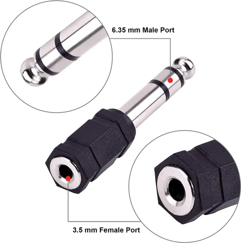 Miniatura 2 de eBoot Adaptador de 0.250 in a 0.138 in (0.250 in a 0.138 in) Adaptador de audio estéreo hembra auricular, 5 piezas, negro