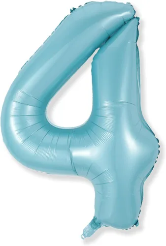 Miniatura 101 de Globos de número azul pastel de 40 pulgadas, globo gigante autoinflable de aluminio número 5 de cumpleaños para niños, globos azul bebé para hombres