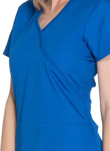 Miniatura 3 de Mujer Mock Wrap Top Workwear Originals con paneles traseros de punto acanalado WW650