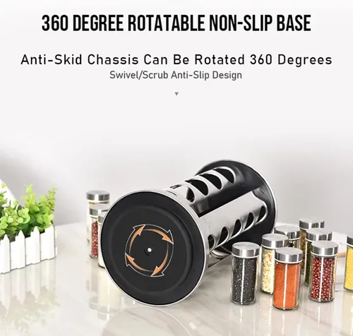 Miniatura 2 de EBIZ&TECH - Estante giratorio para 20 tarros de acero inoxidable con base antideslizante - Organizador de encimera de cocina para fácil acceso