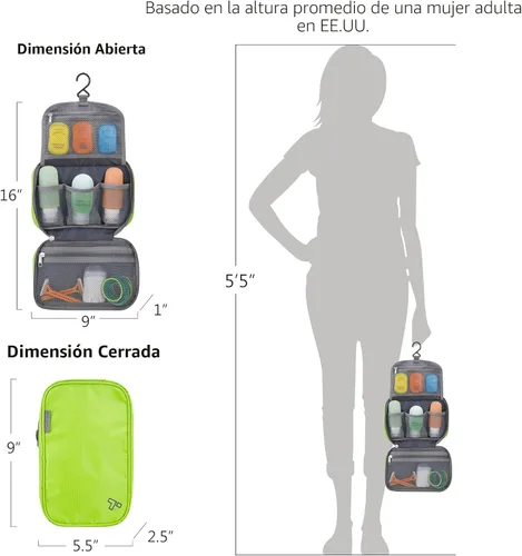 Miniatura 2 de Travelon Kit de aseo compacto para colgar, Negro, Tamaño único