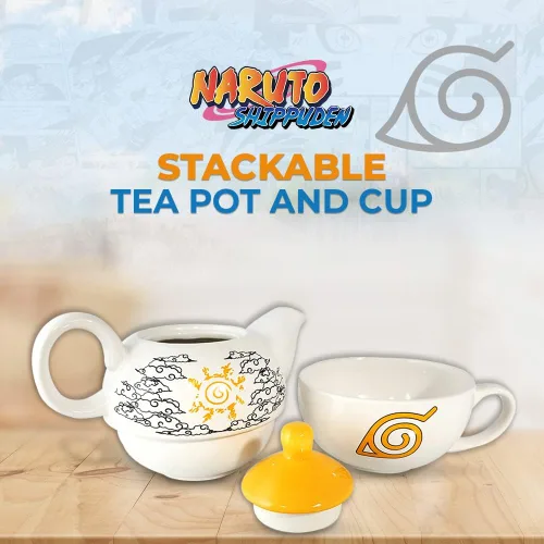 Miniatura 3 de Just Funky Naruto Shippuden Juego de 2 tazas de té con taza de té y hervidor de agua, taza de té de 15 onzas con el zorro de nueve colas "Kurama