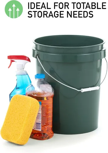 Miniatura 3 de United Solutions Cubo de 5 galones de plástico resistente con mango cómodo, fácil de limpiar, perfecto para trabajos de mejoras en el hogar o Negro