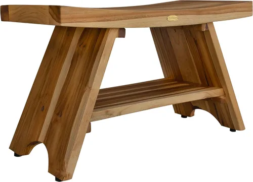 Miniatura 14 de EcoDecors Banco de Ducha de Teca de 18", Capacidad de 300 Libras – Asiento de Baño de Madera Impermeable con Estante, Asiento de Spa para Adultos