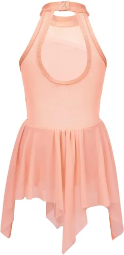 Miniatura 6 de YiZYiF Vestido de baile de lentejuelas para niños y niñas, leotardo de ballet, cuello alto, vestido lírico, traje de rendimiento irregular